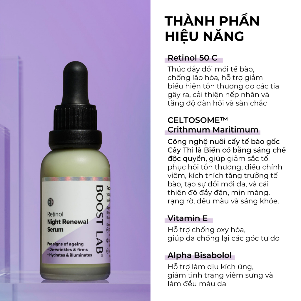 Tinh Chất Retinol Trẻ Hóa, Cải Thiện Sắc Tố và Nếp Nhăn | BOOST LAB Retinol Night Renewal Serum