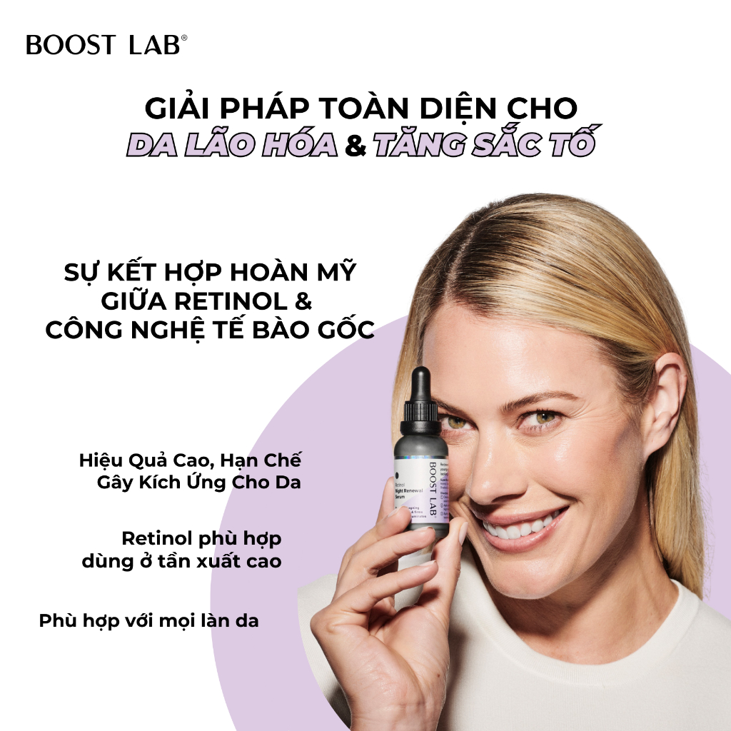 Tinh Chất Retinol Trẻ Hóa, Cải Thiện Sắc Tố và Nếp Nhăn | BOOST LAB Retinol Night Renewal Serum