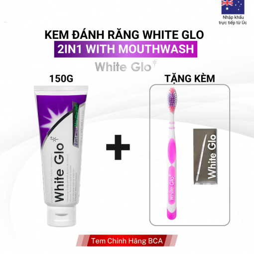 Kem Đánh Trắng Răng 2 in 1 White Glo 150g Chính Hãng