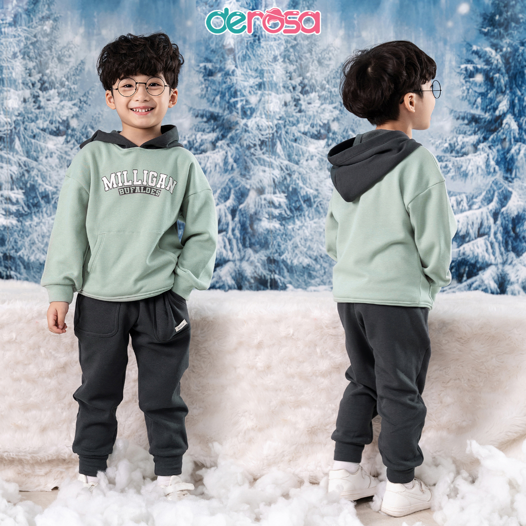 Bộ quần áo hoodie cho bé trai DEROSA KIDS từ 2 đến 6 tuổi ZWK23-2002