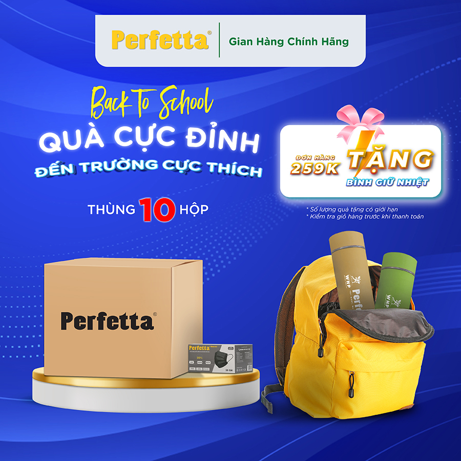 Khẩu trang y tế 3 lớp Perfetta Moderate Trắng/Xanh/Đen (50 Cái/ Hộp)