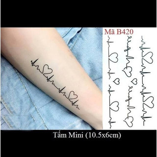 [Đọc kỹ mô tả] Hình dán tạm thời nhịp tim r22. Xăm dán tatoo mini tạm thời, size <10x6cm