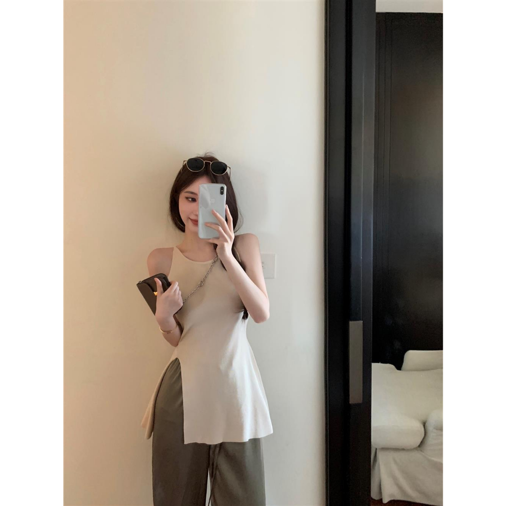 Áo Thun Sát Nách MIMILA Xẻ Tà Dáng Xòe Cách Điệu Áo Kiểu Nữ Form Ôm Sát Tôn Body Phong Cách Hàn Quốc - MA160