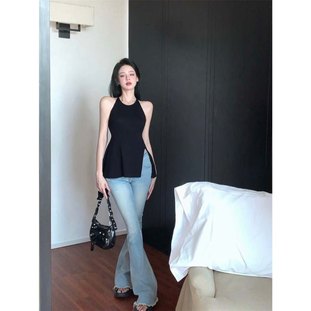 Áo Thun Sát Nách MIMILA Xẻ Tà Dáng Xòe Cách Điệu Áo Kiểu Nữ Form Ôm Sát Tôn Body Phong Cách Hàn Quốc - MA160