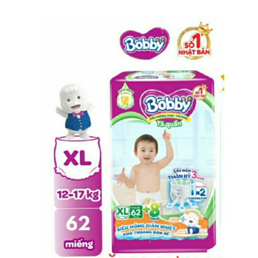 Tã/bỉm quần Bobby M76+8/L68+6/XL62+8/XXL56+8/XXXL