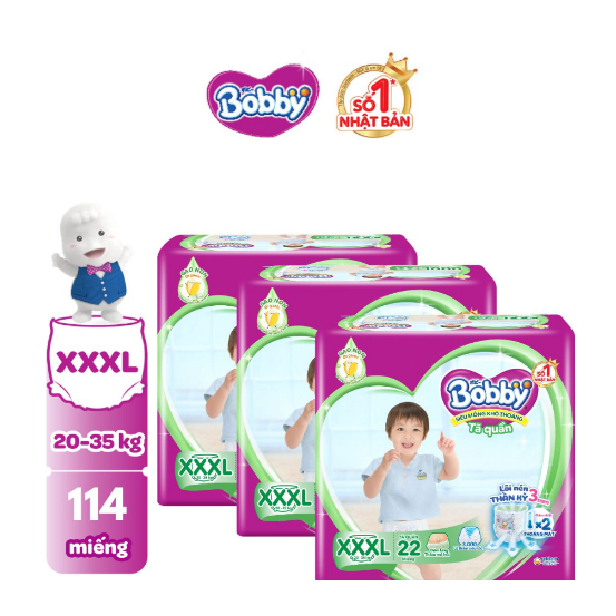 Tã/bỉm quần Bobby M76+8/L68+6/XL62+8/XXL56+8/XXXL