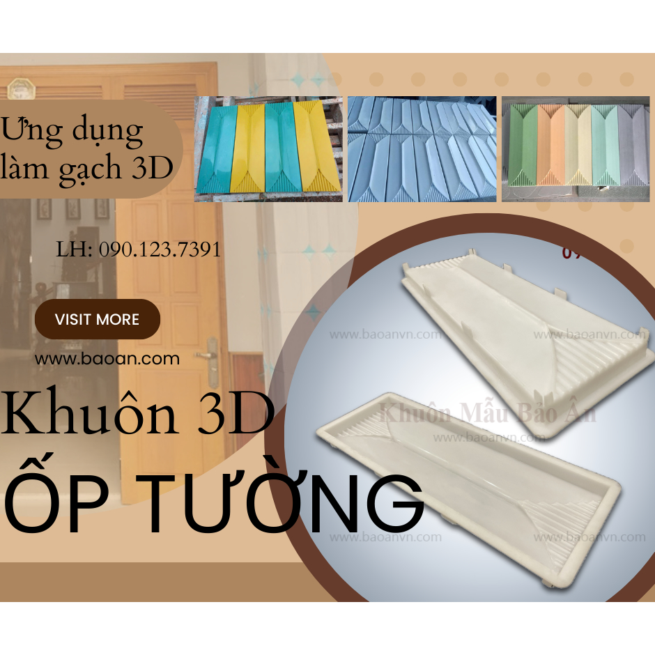 Khuôn ốp tường họa tiết CHỮ NHẬT SỌC 3D 430x140x20 mm, nhựa nguyên sinh, dẻo dai chịu lực tốt xuất xứ từ Việt Nam