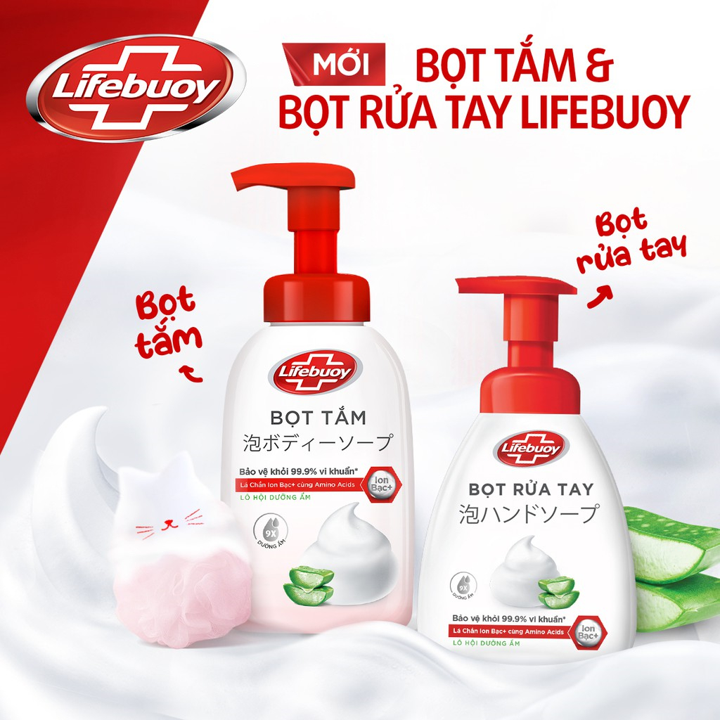 [HB Gift - PC] Bọt tắm dưỡng ẩm Lifebuoy hương Lô Hội 400ml