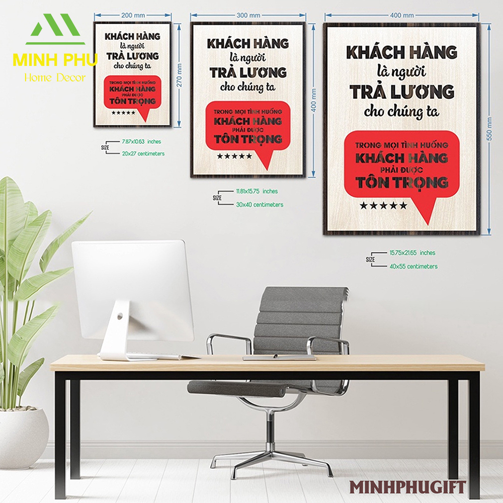 Tranh Treo Tường Gỗ trang trí phòng họp MP003 - "Khách hàng là người trả lương..."