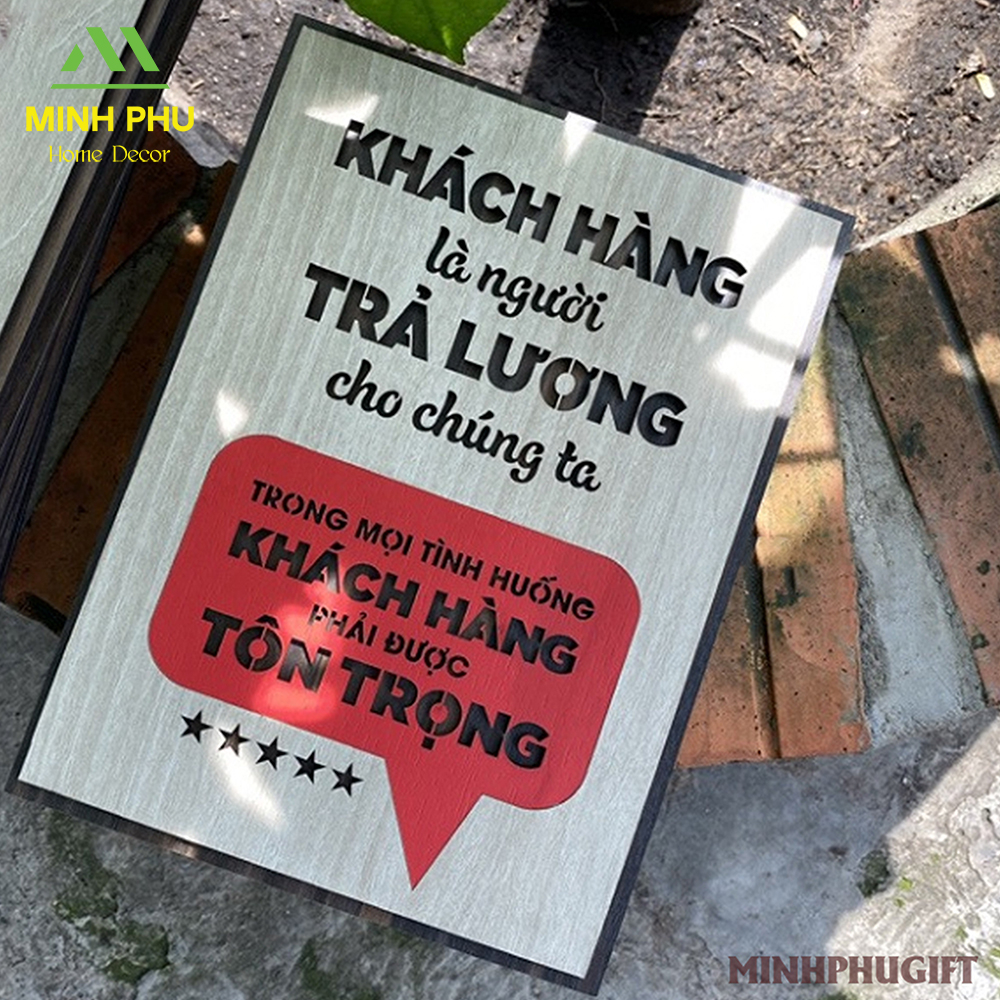 Tranh Treo Tường Gỗ trang trí phòng họp MP003 - "Khách hàng là người trả lương..."