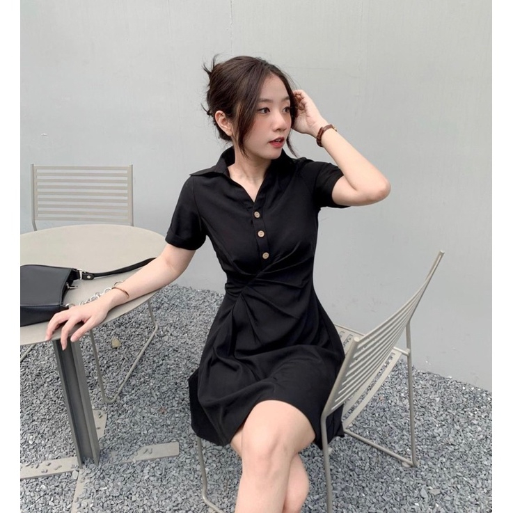 Váy sơ mi lệch eo nữ tính, Váy babydoll dáng xòe phong cách cá tính | BigBuy360 - bigbuy360.vn