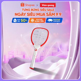 Vợt muỗi Điện Quang ĐQ EMR02 WR (trắng - đỏ) - Xả nhanh dòng điện 5s, chống giật. Lưới vợt chống gỉ - BH 12 tháng