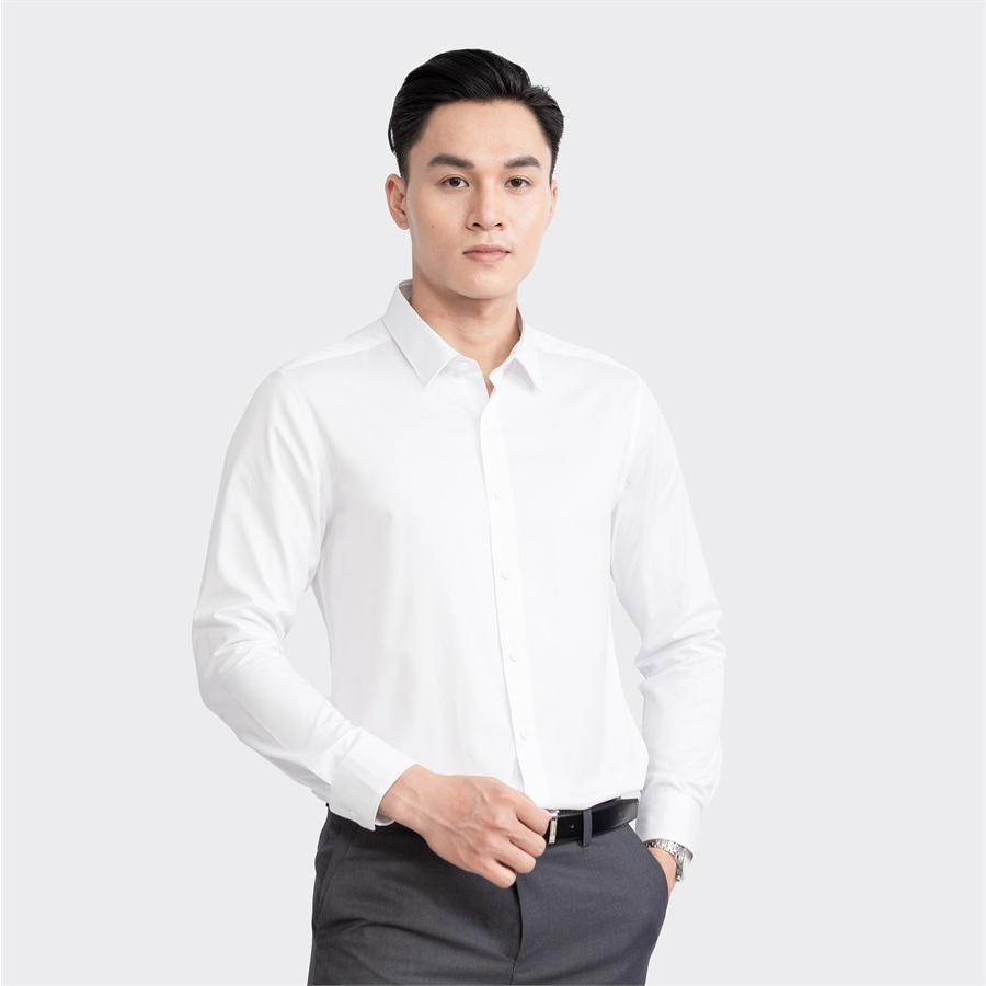 [MẪU MỚI] Áo sơ mi nam dài tay ARISTINO Slim Fit ôm nhẹ vừa vặn, màu trắng đơn giản nhưng tinh tế, ấn tượng  - ALSR38