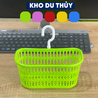Rổ nhựa có móc treo tiện lợi màu xanh, đỏ, vàng đựng đồ nhà bếp, đựng miếng rửa chén bát size nhỏ, lỗ hở không đọng nước
