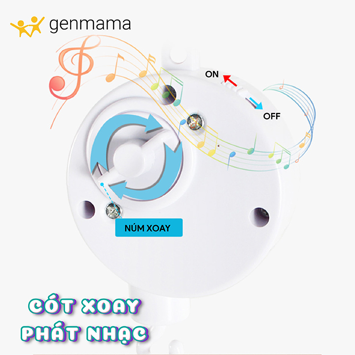 Treo nôi chất liệu cotton thân thiện với bé GM-TN01 có phát nhạc kích thích khả năng nghe nhìn của bé