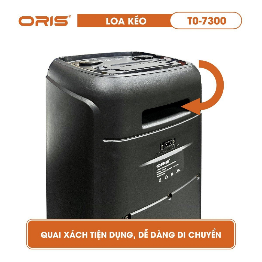 Loa karaoke blutooth ORIS TO-7300 bass 25cm x 2, loa kẹo kéo tặng kèm 02 mic sóng UHF hát nhẹ và hay