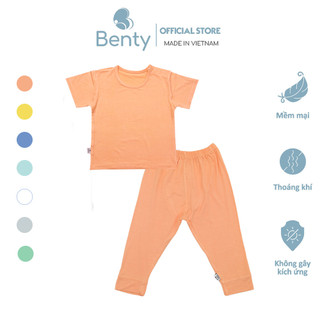Set áo cộc quần dài BENTY màu trơn basic chất cotton mềm mịn mát cho bé, đồ mặc ngủ bé trai bé gái