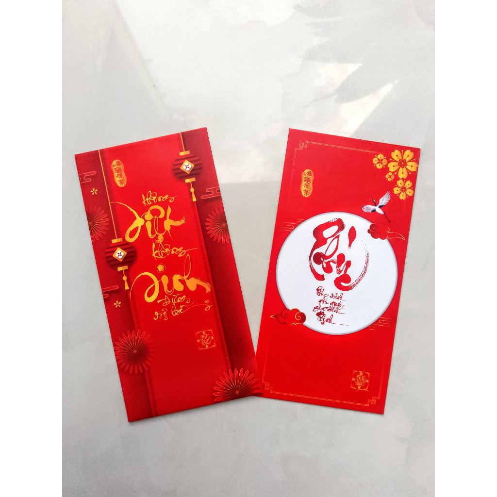 Bao lì xì thư pháp Phật pháp | Giấy lụa mịn | Khổ dài