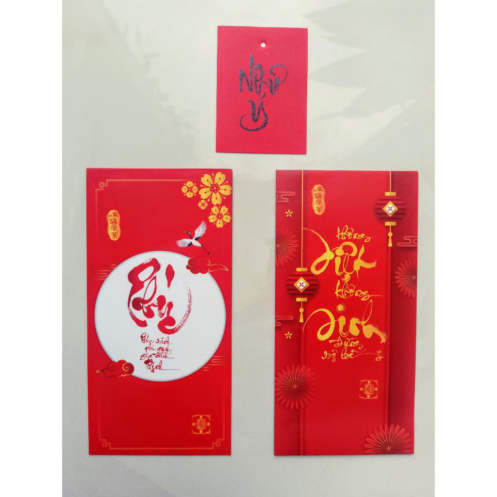 Bao lì xì thư pháp Phật pháp | Giấy lụa mịn | Khổ dài