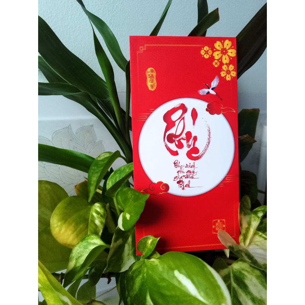 Bao lì xì thư pháp Phật pháp | Giấy lụa mịn | Khổ dài