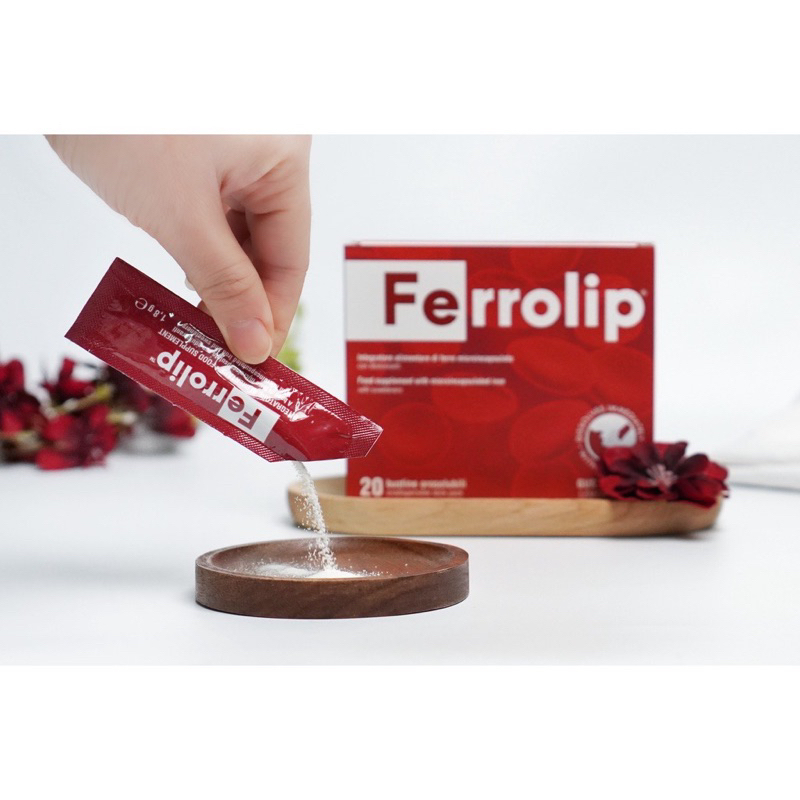 Sắt bột,Sắt sinh học Ferrolip liposome bổ sung sắt cho mẹ bầu người thiếu máu thiếu sắt hộp 20gói