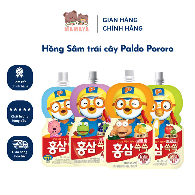 Nước uống Hồng Sâm Trái Cây Paldo Pororo cho bé nội địa Hàn