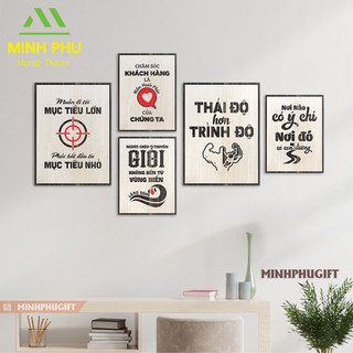 Bộ tranh tạo động lực 5 tấm treo tường bằng gỗ bố cục đẹp đơn giản
