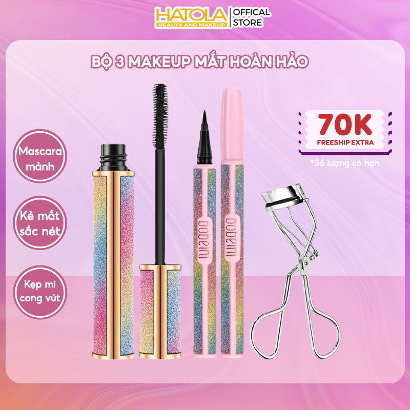 Bộ trang điểm mắt BOBEINI cuốn hút, Chuốt mi, Mascara, Kẻ mắt chống nước sợi mảnh siêu tiện lợi gọn nhẹ Hatola