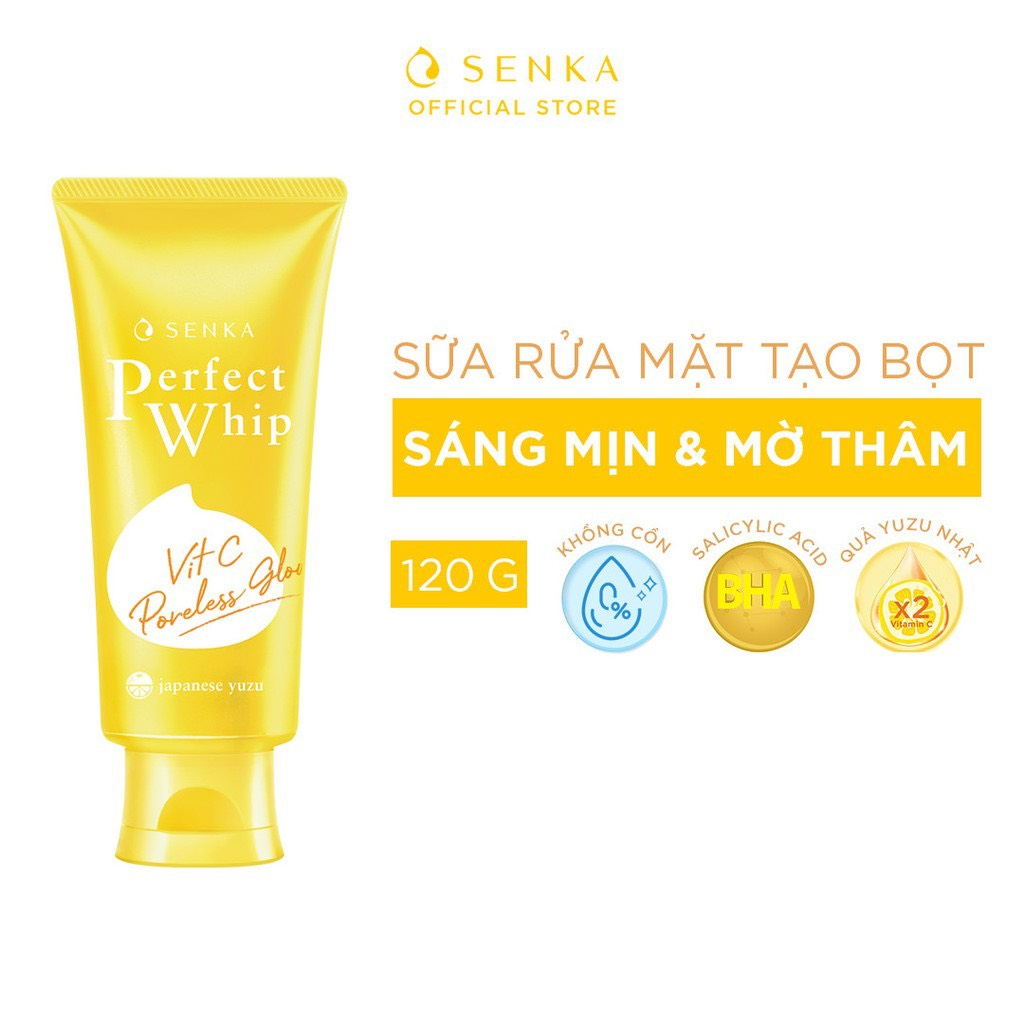 Sữa Rửa Mặt Senka Perfect Whip Vit C Dưỡng Sáng Mờ Thâm 100g
