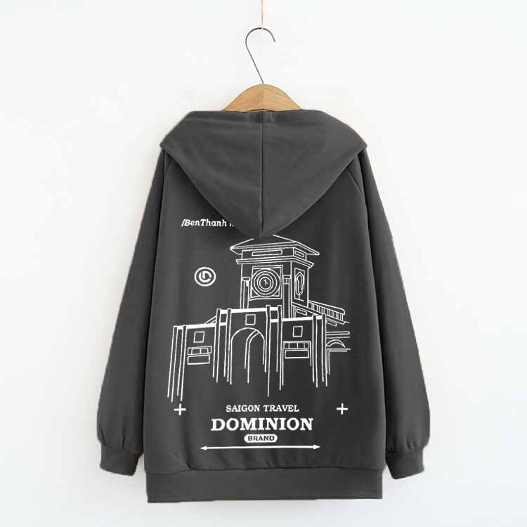 Áo khoác hoodie nam nữ chất nỉ bông in chữ DOMINION họa tiết bến thành - dt_shop M03