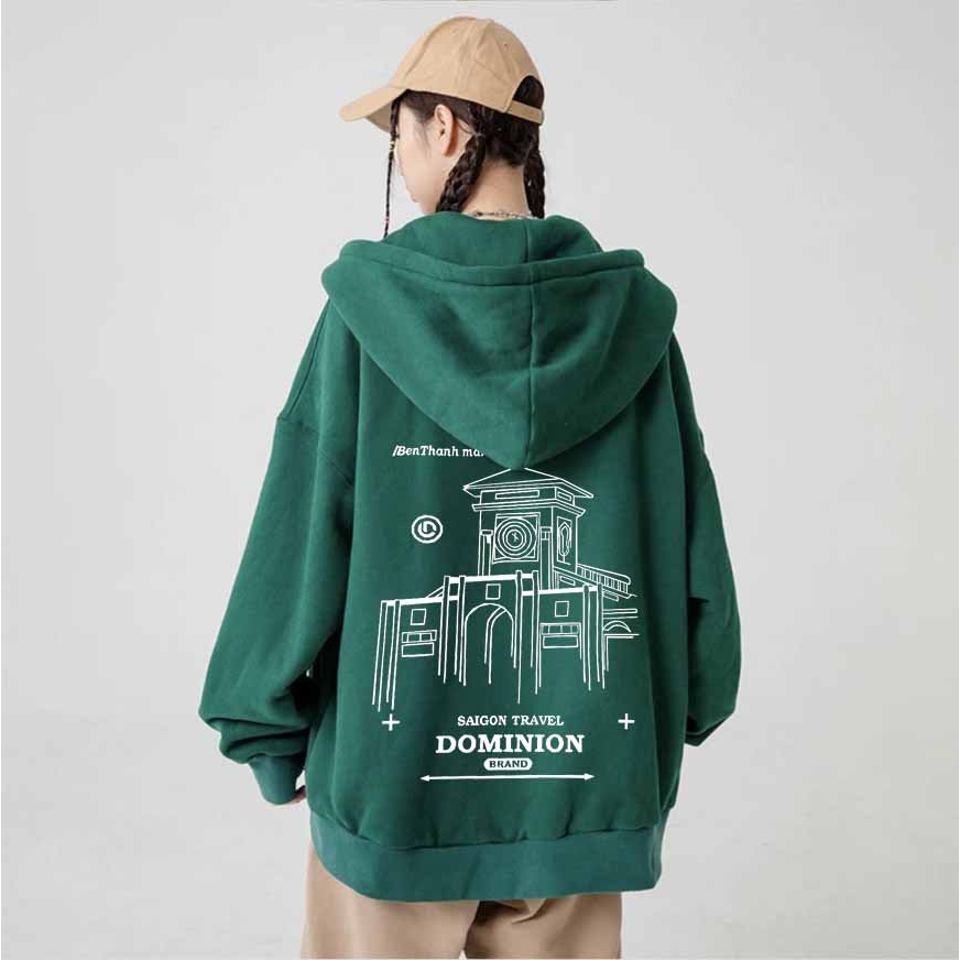 Áo khoác hoodie nam nữ chất nỉ bông in chữ DOMINION họa tiết bến thành - dt_shop M03