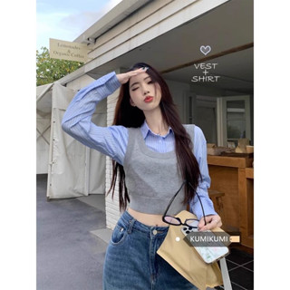 Set áo ghile kèm áo sơ mi dài tay 2 màu thời trang nữ Famos