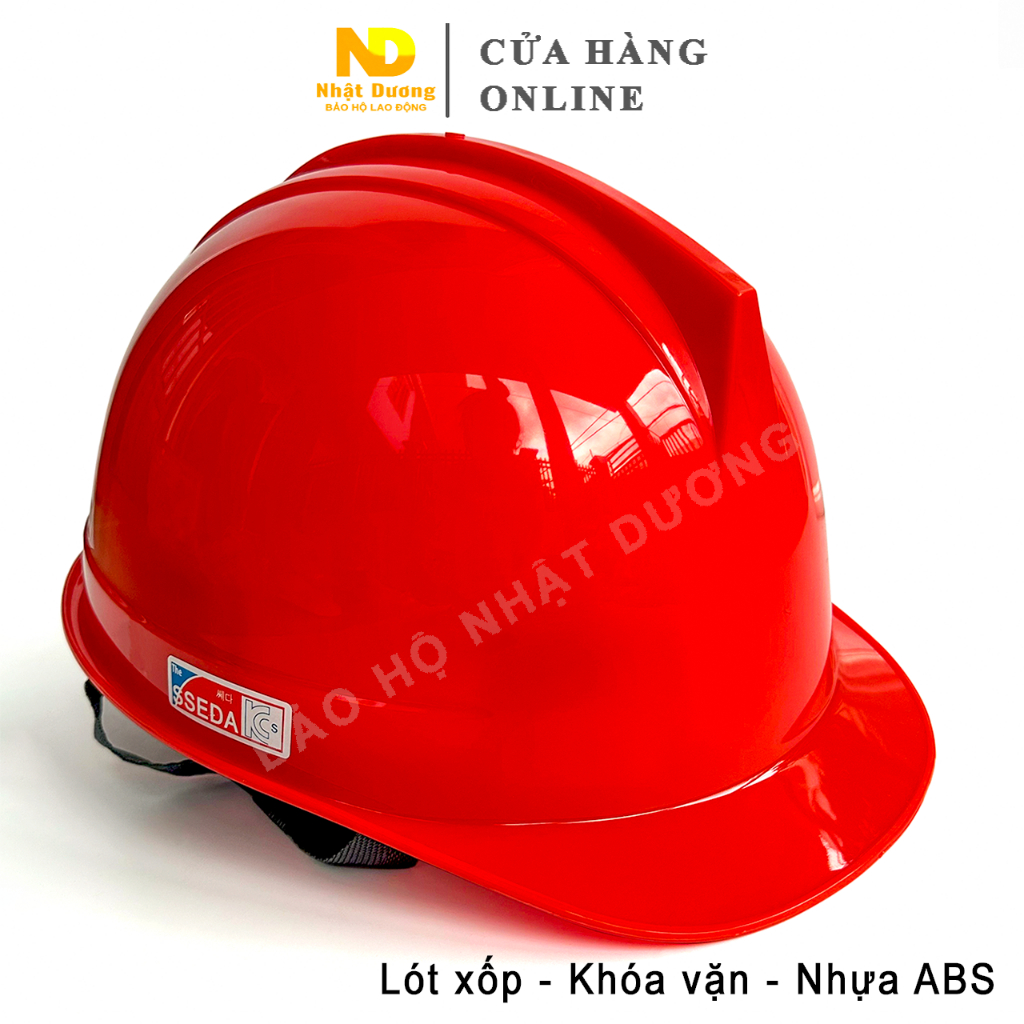 Mũ bảo hộ lao động khóa vặn màu đỏ có lót xốp chống nóng HPS1, Nón bảo hộ lao động Nhật Dương