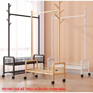 Giá Treo Quần Áo Kim Loại, Kệ Treo Quần Áo Cho Gia Đình Shop Thời Trang Sinh Viên Decor Phòng Ngủ Có Ngăn Để Đồ Giày Dép