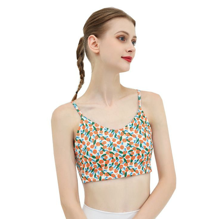 Áo tập yoga tập gym aerobic Quảng Châu cao cấp hoa nhí hở lưng phong cách trẻ trung