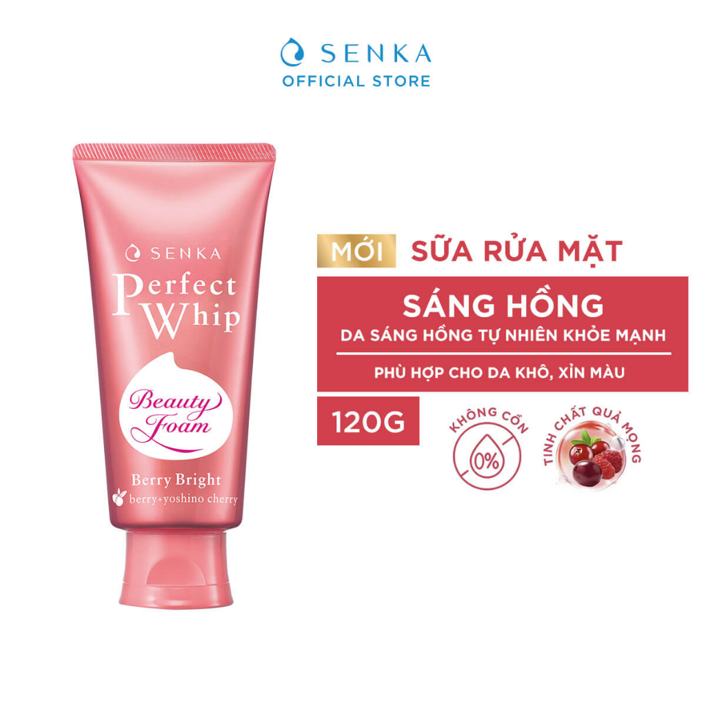 Sữa rửa mặt Sạch sâu Sáng hồng Senka Perfect Whip Berry Bright 100g