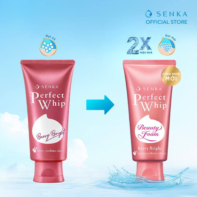 Sữa rửa mặt Sạch sâu Sáng hồng Senka Perfect Whip Berry Bright 100g