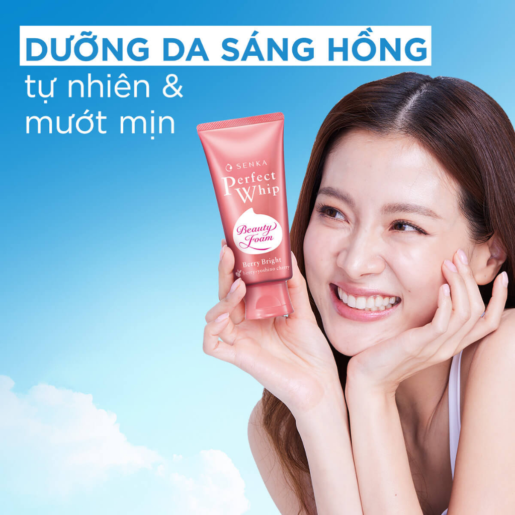 Sữa rửa mặt Sạch sâu Sáng hồng Senka Perfect Whip Berry Bright 100g