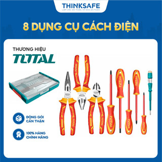 Bộ 9 công cụ cầm tay cách diện TOTAL THKTV02H091 cách điện hợp kim cao cấp dùng mở siết vít an toàn tiện ích - Thinksafe