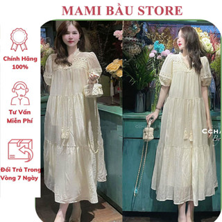 [V456] ĐẦM BẦU VÁY BẦU CÔNG SỞ DỰ TIỆC CƯỚI SANG CHẢNH-VÁY BẦU BABAYDOLL VOAN TƠ DÁNG TIỂU THƯ FRESIZE