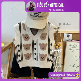 Quần áo trẻ em, Áo len cho bé, gile len bé trai bé gái hình gấu đáng yêu cho bé 11-27kg A260 | Tiểu Yến KID
