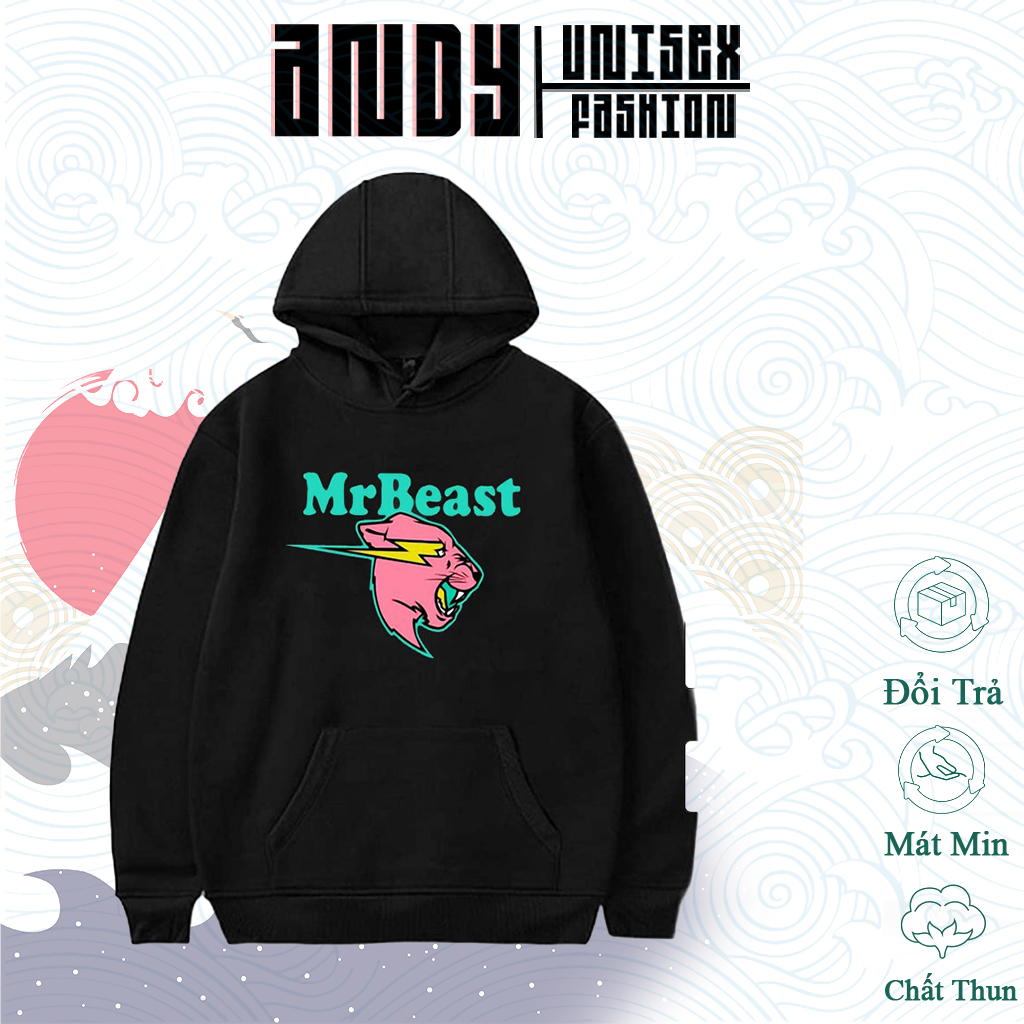 Áo hoodie in hình Mr Beast dành cho các fan, Áo in hình YouTube Mr Beast chất nỉ bông dày dặn hình in sắc nét