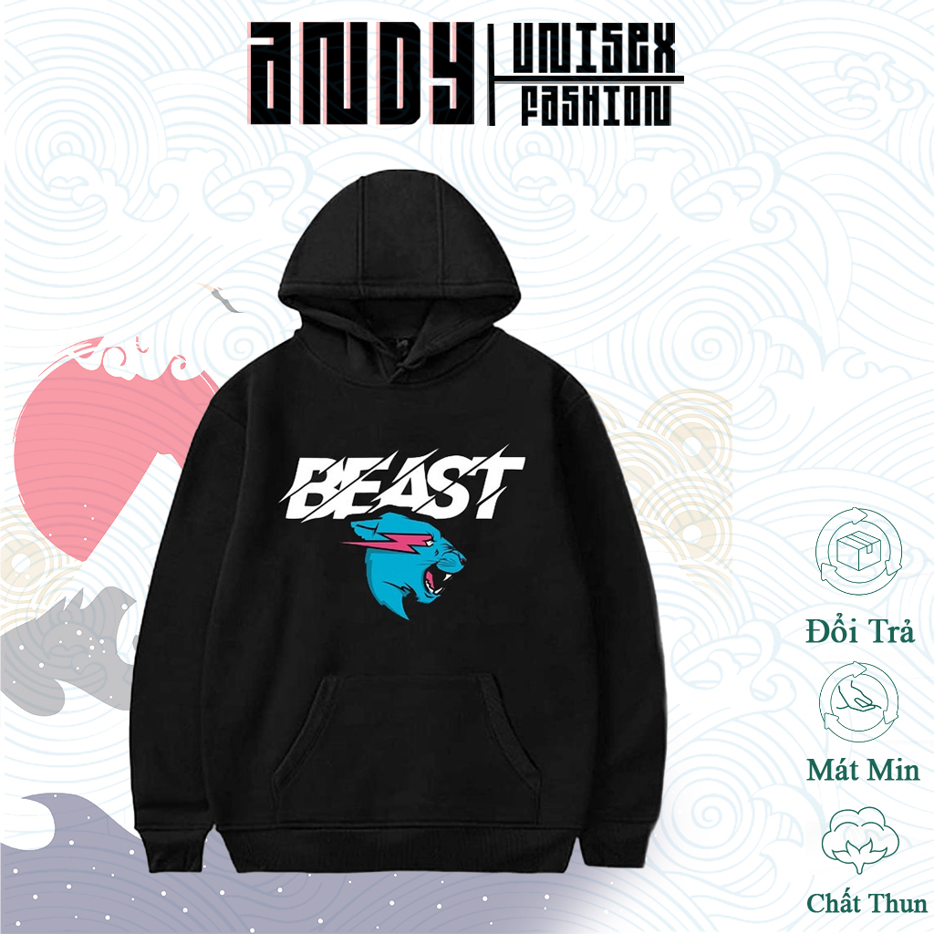 Áo hoodie in hình Mr Beast dành cho các fan, Áo in hình YouTube Mr Beast chất nỉ bông dày dặn hình in sắc nét