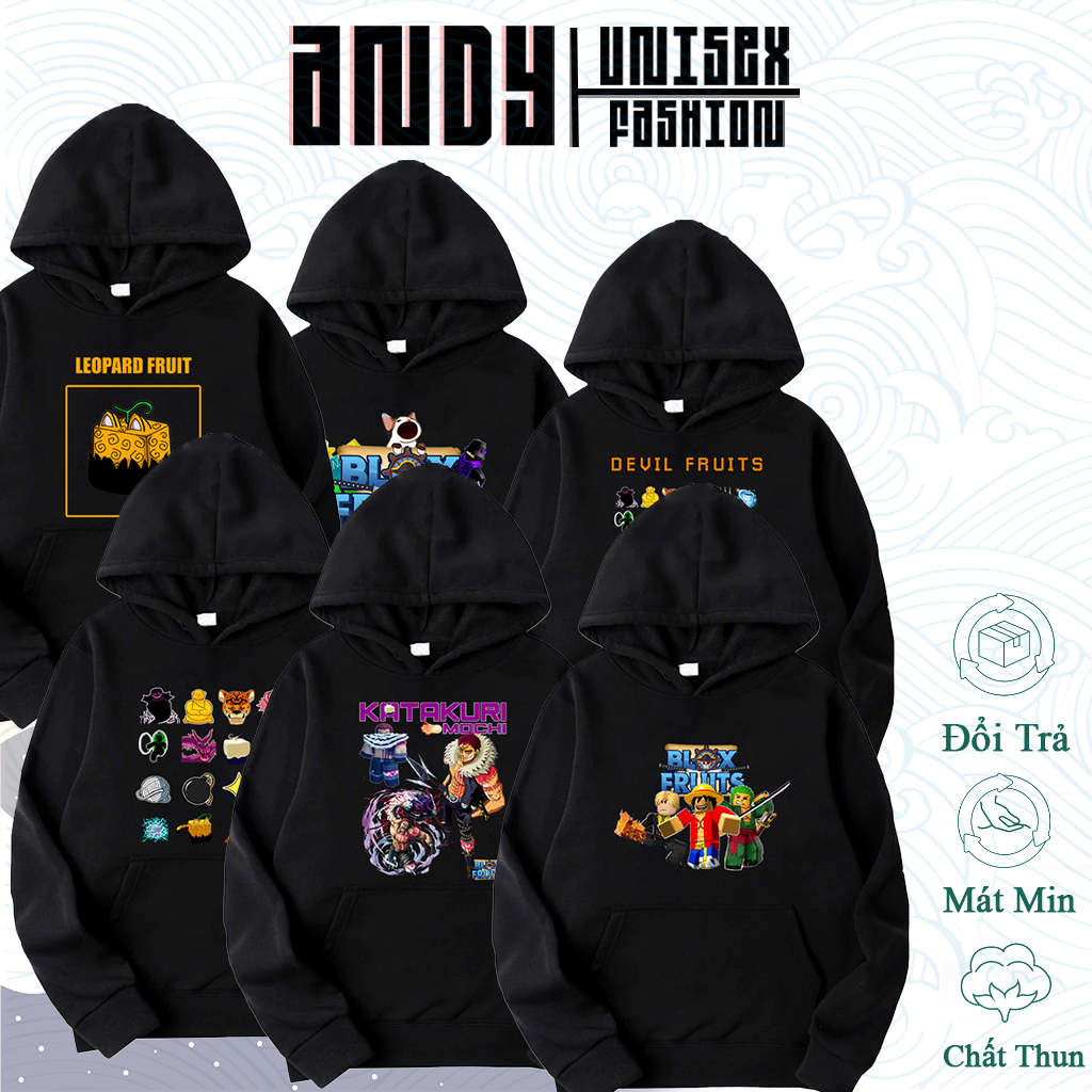 BST Áo Hoodie Trẻ Em In Hình Logo game Blox Fruit 2 mặt - Vải Nỉ Dầy Ấm áp - Có size Từ 30kg trở lên