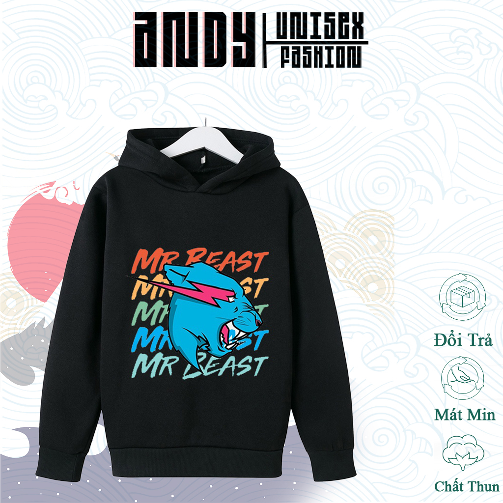 Áo hoodie in hình Mr Beast dành cho các fan, Áo in hình YouTube Mr Beast chất nỉ bông dày dặn hình in sắc nét