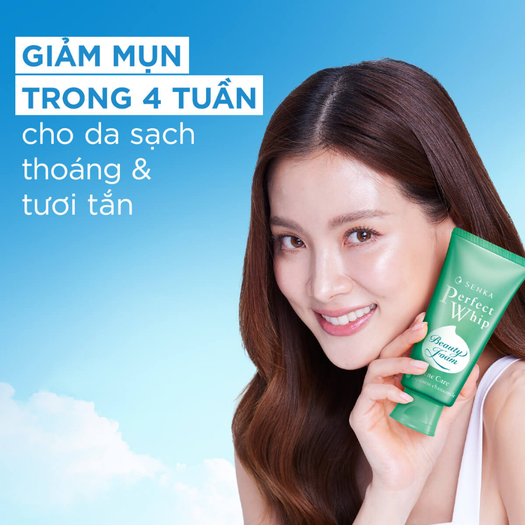 Sữa rửa mặt dành cho da mụn Senka perfect whip acne care 100g