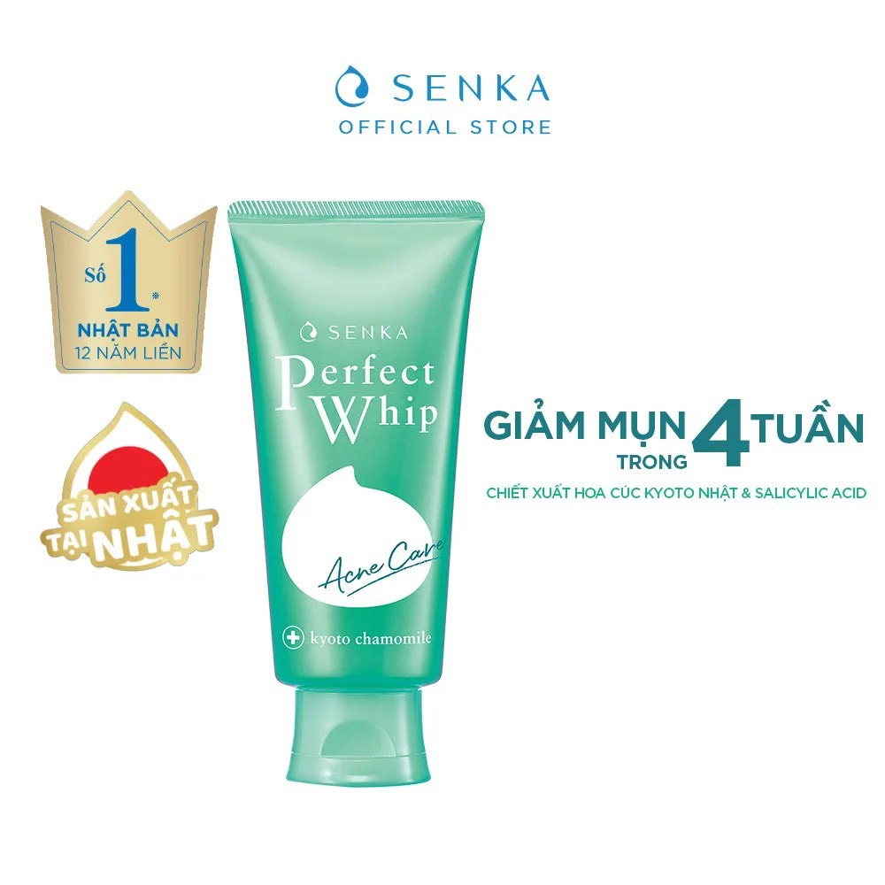 Sữa rửa mặt dành cho da mụn Senka perfect whip acne care 100g