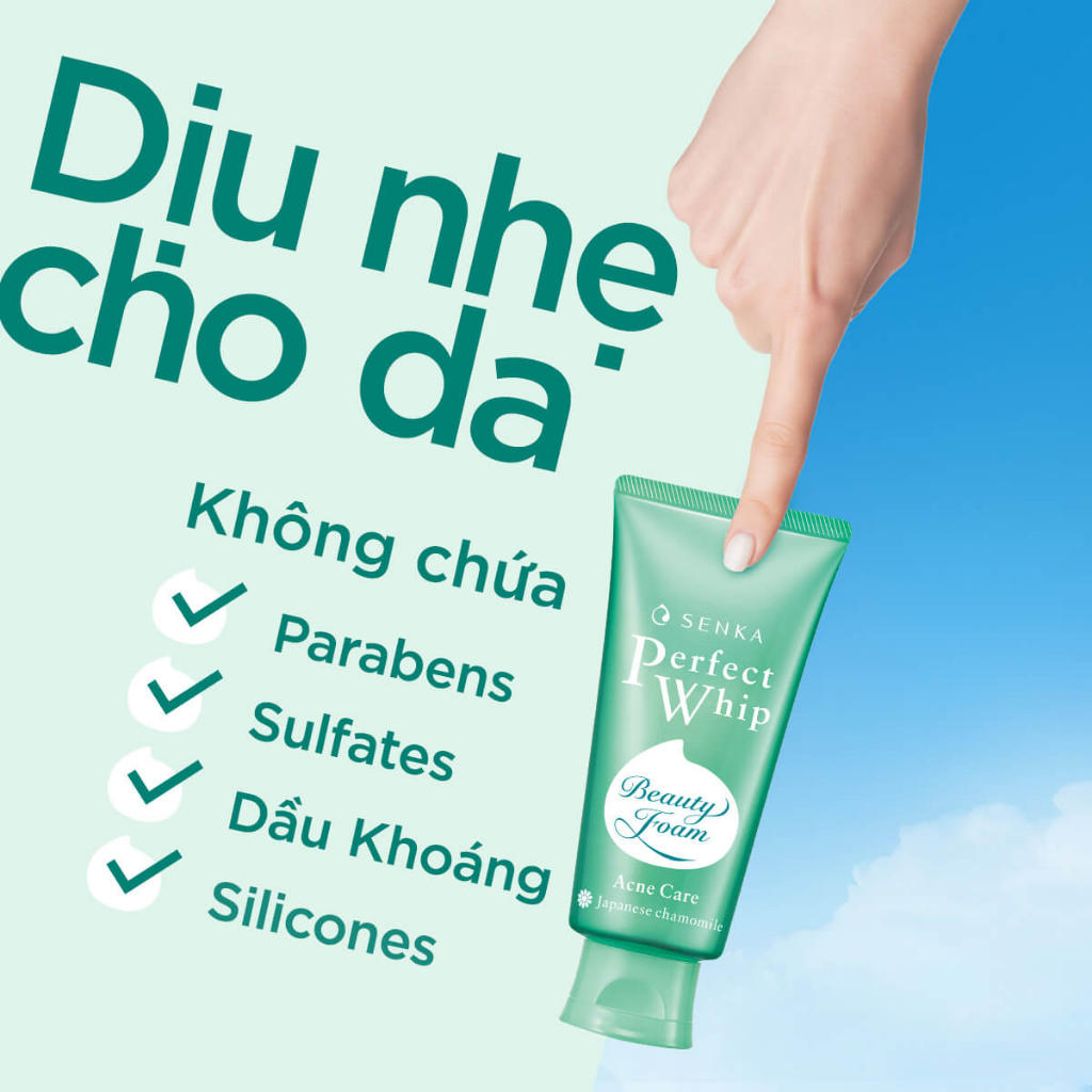 Sữa rửa mặt dành cho da mụn Senka perfect whip acne care 100g