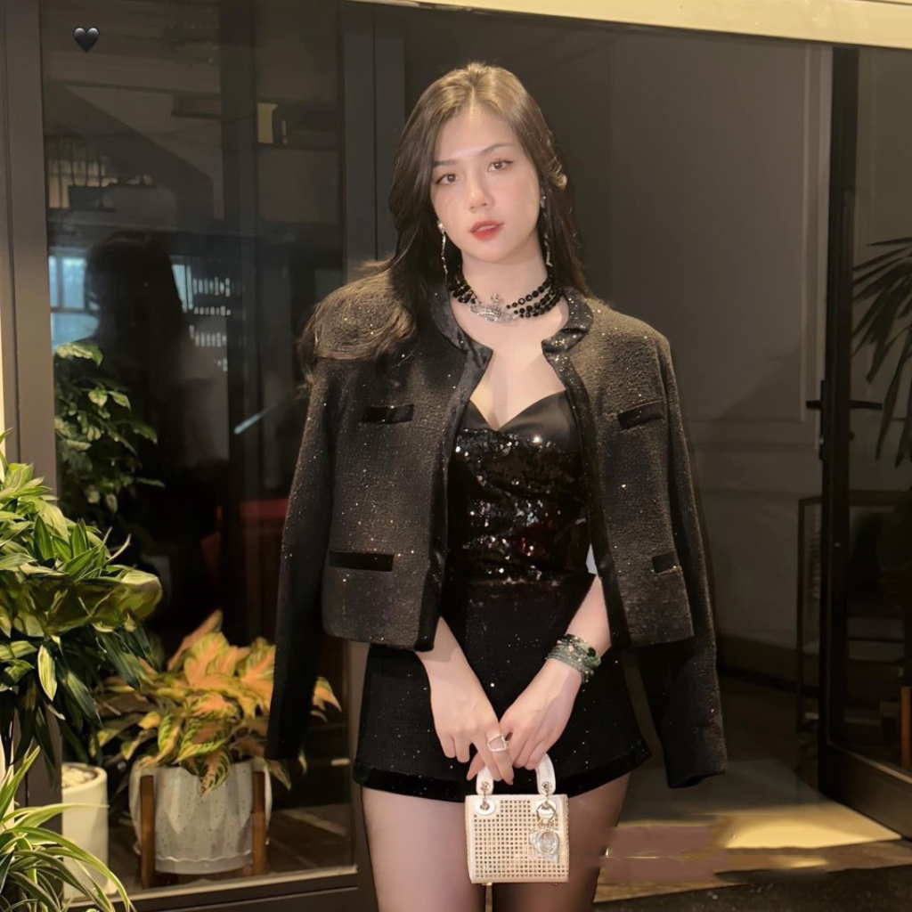 Set dạ tiểu thư thiết kế áo tay dài sang chảnh set đồ nữ đi chơi cá tính Miaclothing S46