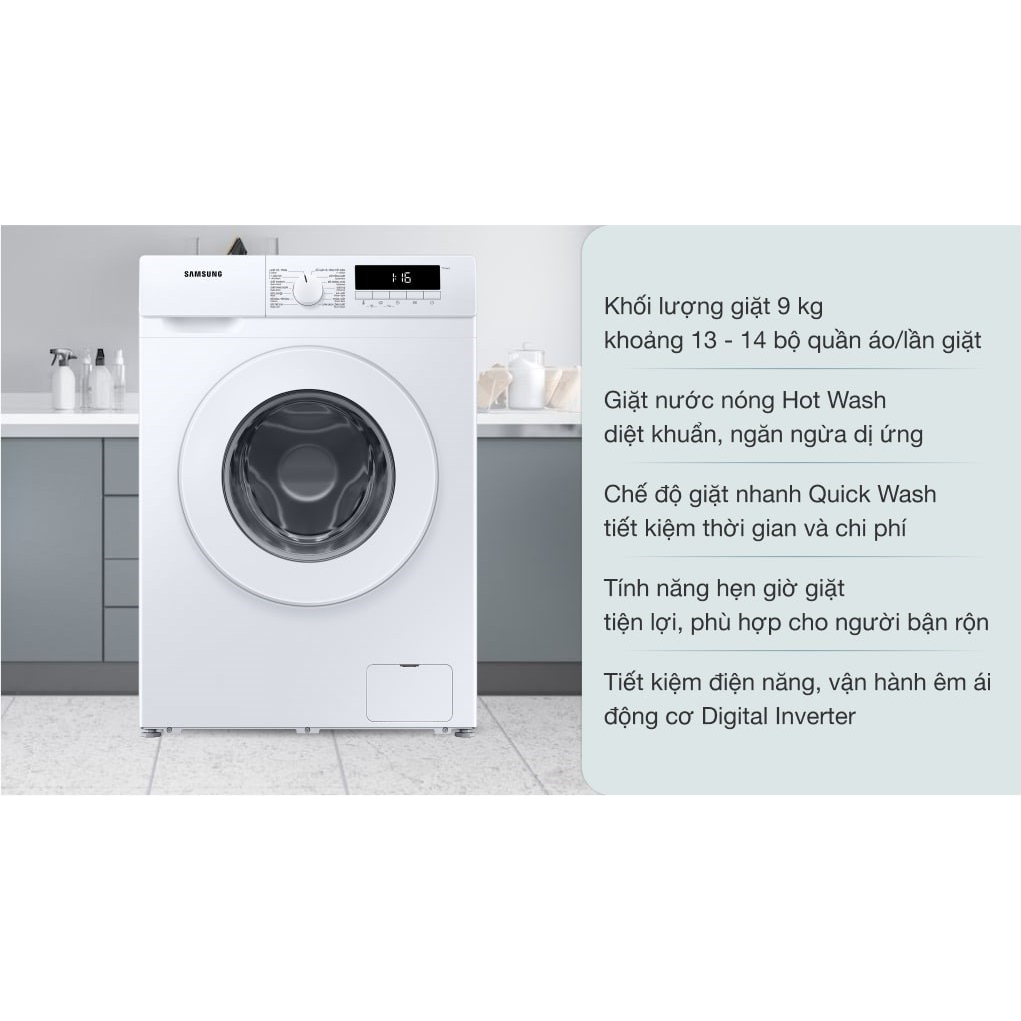 Máy giặt Samsung cửa trước Digital Inverter 9kg - WW90T3040WW - Bảo hành chính hãng, miễn phí lắp đặt